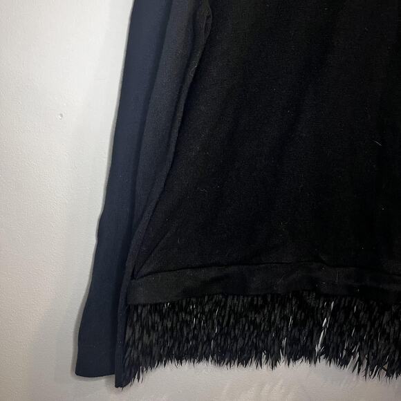 Lilly Pulitzer Sweater Womens Medium Black Fringe Hem Crewneck Pullover Top - Picture 5 of 12